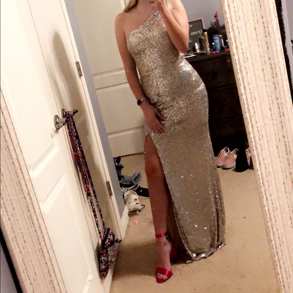 Silver Sequin Prom Dress